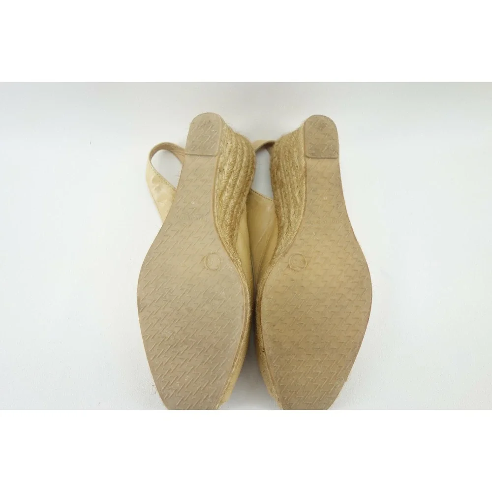 Eric Michael Women's 36 Natural Floral Petula Leather Espadrille Wedge Slingback